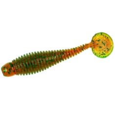 Silicone Lunker City Grubster 2.75 "10 / BG # 214 MOTOR OIL PEPPER