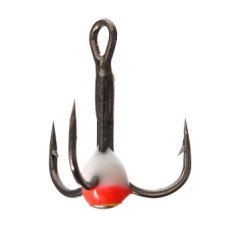 Трійник black nickel крапля біла/червона з оком №08