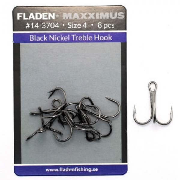 Тройник Fladen Maxximus black nickel treble hooks 4 8pcs