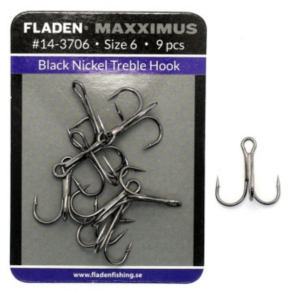 Трійник Fladen Maxximus black nickel treble hooks 6 9pcs