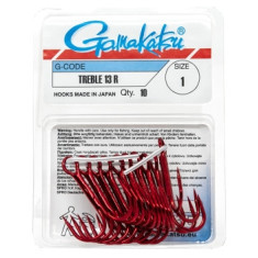 Gamakatsu Treble Hook 13R Red # 1 10pcs