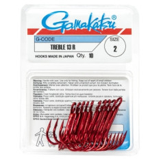 Gamakatsu Treble Hook 13R Red # 2 10pcs
