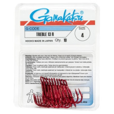 Gamakatsu Treble Hook 13R Red # 4 10pcs