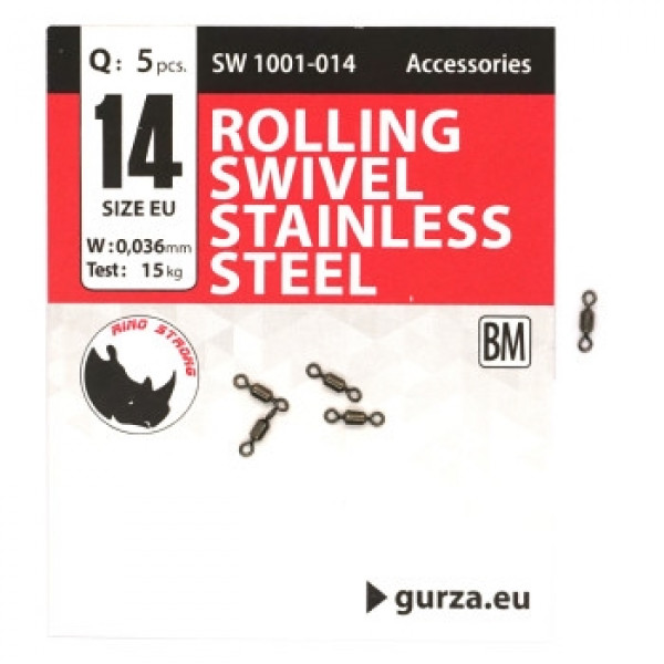 Вертлюг Gurza Rolling Swivel Stainless Steel BN #14 test 15kg 5pc