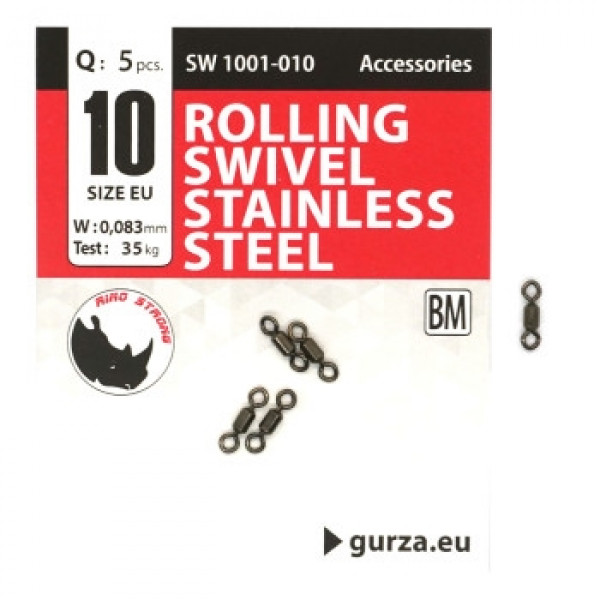 Вертлюг Gurza Rolling Swivel Stainless Steel BN #10 test 35kg 5pc