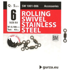 Вертлюг Gurza Rolling Swivel Stainless Steel BN #6 test 45kg 5pc Вертлюг Gurza Rolling Swivel Stainless Steel BN #6 test 45kg 5pc