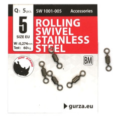 Вертлюг Gurza Rolling Swivel Stainless Steel BN #5 test 60kg 5pc Вертлюг Gurza Rolling Swivel Stainless Steel BN #5 test 60kg 5pc
