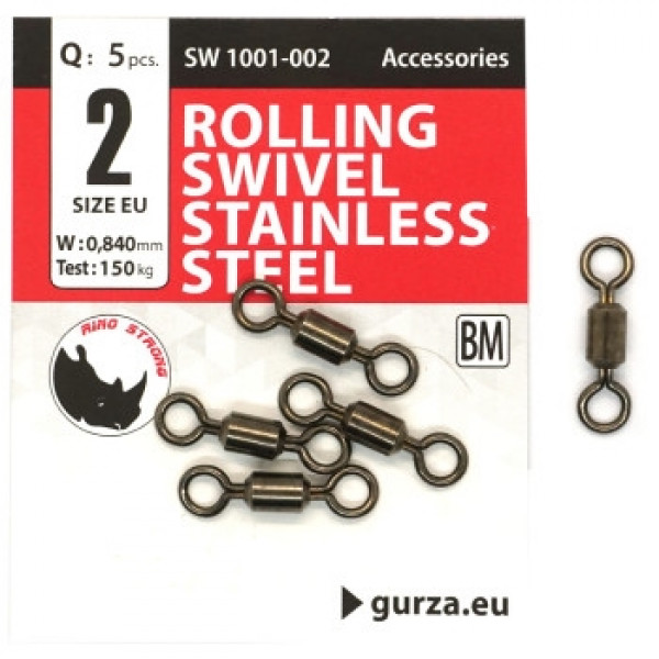 Вертлюг Gurza Rolling Swivel Stainless Steel BN #2 test 150kg 5pc