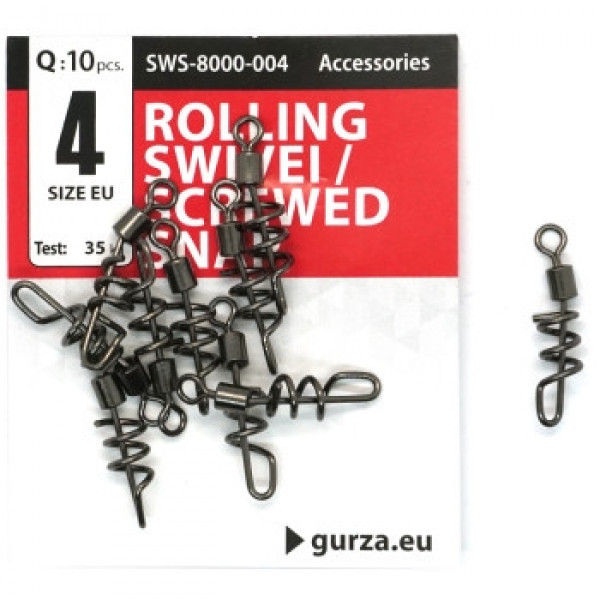 Застежка Gurza с вертлюгом Rolling swivel/Screwed Snap BN #4 10pc