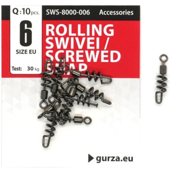 Застібка Gurza з вертлюгом Rolling swivel/Screwed Snap BN #6 10pc