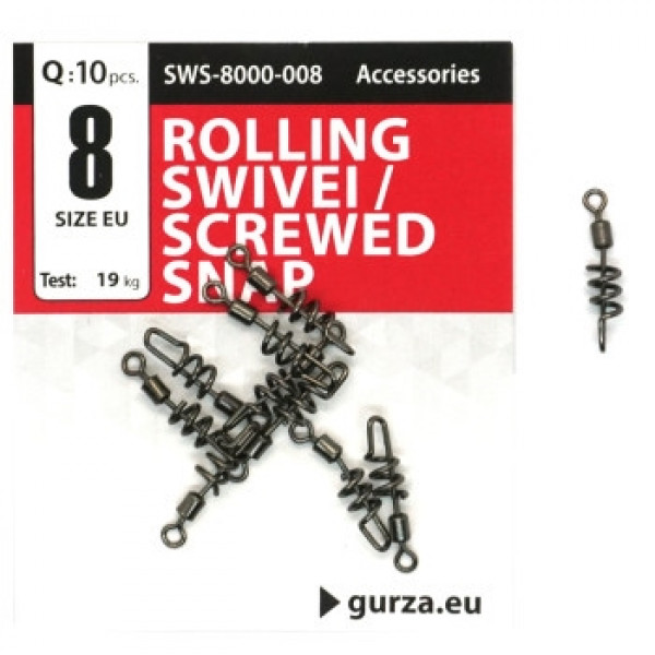 Застежка Gurza с вертлюгом Rolling swivel/Screwed Snap BN #8 10pc