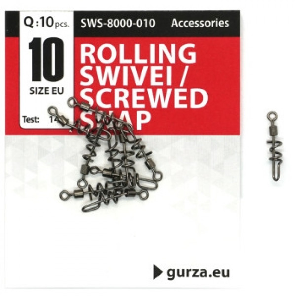 Застежка Gurza с вертлюгом Rolling swivel/Screwed Snap BN #10 10pc