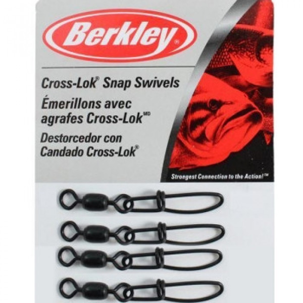 Застёжка с вертлюжком Berkley Mc Mahon Cross-Lok Snap/Swivels 005 80lb 4pc Black