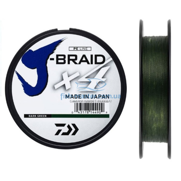 Шнур Daiwa J-Braid X4E 0,29mm 135 m Dark Green