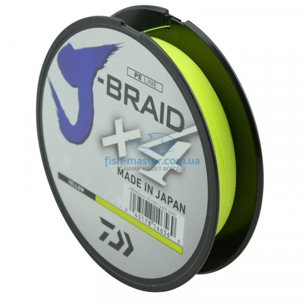 Шнур Daiwa J-Braid X4E 0,19mm 135m Yellow