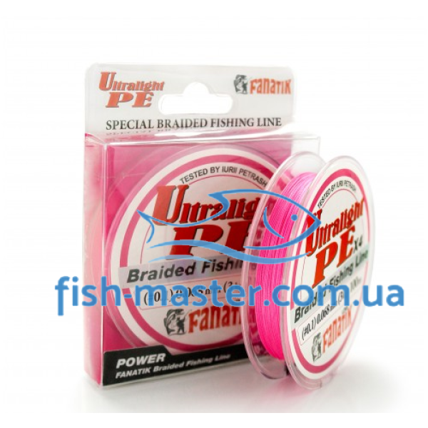 Шнур FANATIK Ultralight PE X4 100m #0.1/0.068mm 3kg Pink