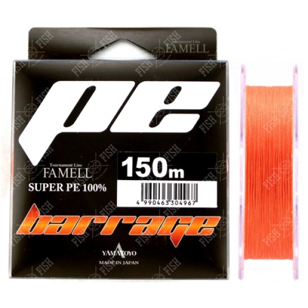 Шнур Yamatoyo Barrage Super PE Orange # 0.8