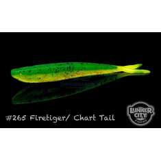 Silicone Lunker City Fin-S Fish 10 / BG 4 "# 265 Fire Tiger / Chartreuse Tail