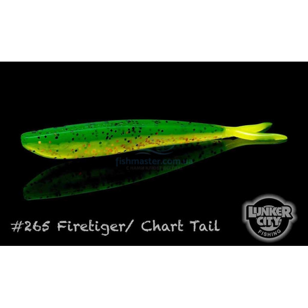 Силикон Lunker City Fin-S Fish 10/BG 4" #265 Fire Tiger/Chartreuse Tail