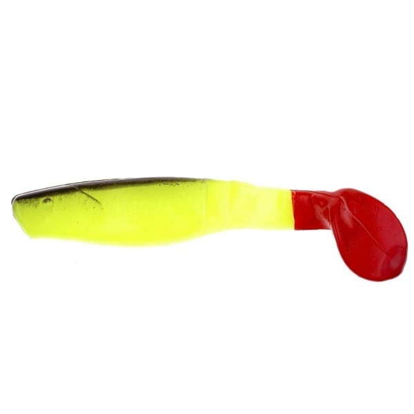 Силикон Manns Predator 3 M-066 RT/BB FCH красный хвост, черная спина, салатовый 80мм