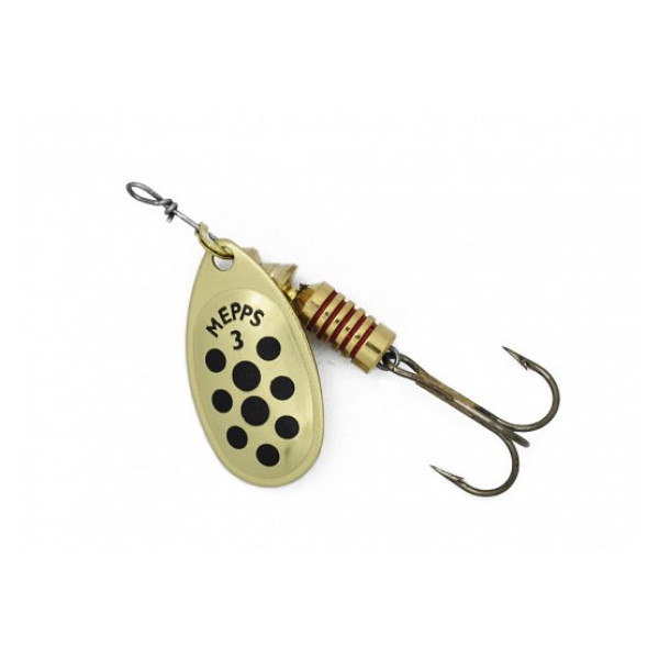Spoon spinner Mepps Comet Decoree No. 1 gold/black dots 3.5g