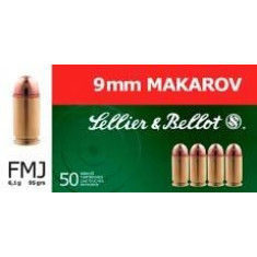 Патрон Sellier & Bellot кал. 9x18 куля FMJ маса 6,1 г