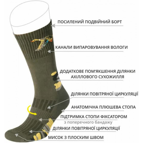 Шкарпетки Duna 2114. 43-46. Хакі