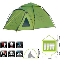 Палатка Norfin Hake 4 Полуавтоматическая 4 местная 2-х слойная ц:зеленый