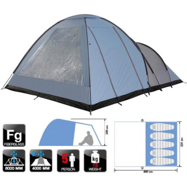 Палатка Norfin Alta 5 Кемпинговая 5 Местная 2-х слойная ц:голубой