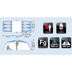 Палатка Norfin Moss 6 Кемпинговая 6 Местная 2-х слойная ц:голубой