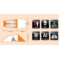 Палатка Norfin Roxen 2 треккинговая 2 местная 2-х слойная Серый