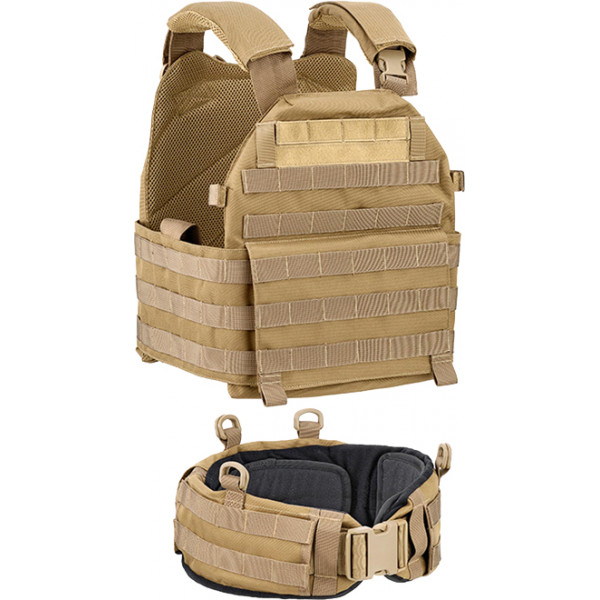 Жилет тактичний Defcon5 Carrier Vest із поясом. Coyote tan