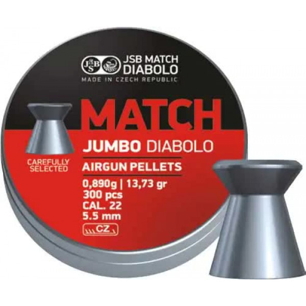 Пули пневматические JSB Diabolo Jumbo Match. Кал. 5.5 мм. Вес - 0.89 г. 300 шт/уп