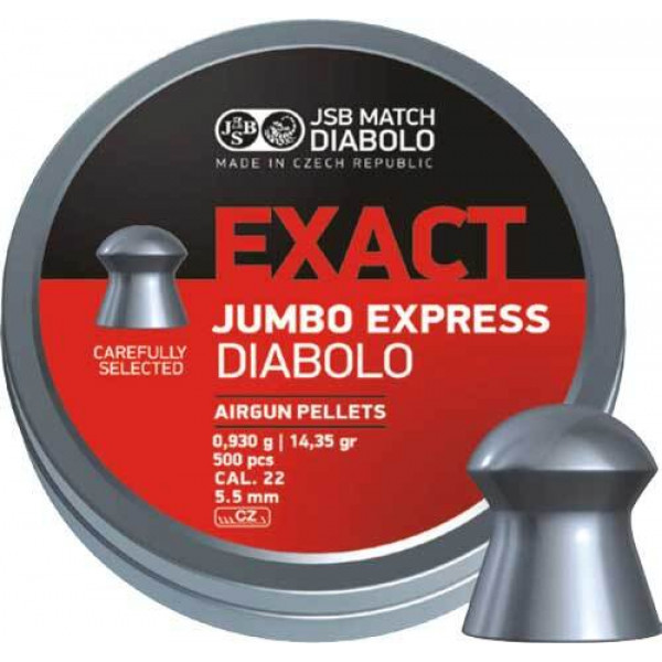 Пневматичні кулі JSB Diabolo Exact Jumbo Express. Кал. 5.52 мм. Вага - 0.93 г. 500 шт/уп