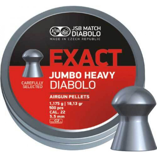 Пневматичні кулі JSB Diabolo Exact Jumbo Heavy. Кал. 5.52 мм. Вага - 1.17 г. 250 шт/уп