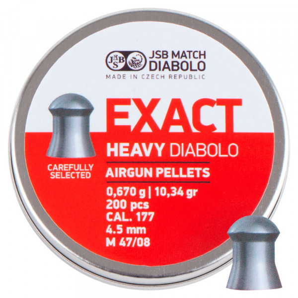 Пули пневм JSB Diabolo Exact Heavy. Кал. 4.52 мм. 0.67 г. 200 шт/уп