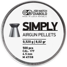 Кулі пневматичні JSB Diabolo Simply. Кал. 4,5 мм. Вага - 0.52 г. 500 шт/уп