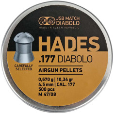 Кулі пневматичнісекі JSB Diabolo Hades. Кал – 4.5 мм. Вага - 0.670 г. 500 шт/уп