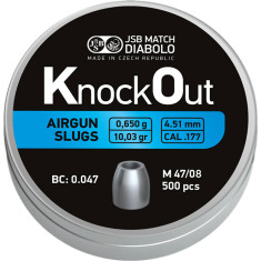 Кулі пневматичні JSB Diabolo KnockOut Slugs. Кал. 4.51 мм. Вага - 0,65 г. 500 шт/уп