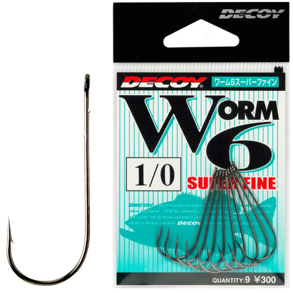 Крючок Decoy Worm 6 Super Fine 2/0, 9шт