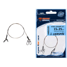 Leash UKRSPIN Orange Spinning AFW 1x19 25cm 7kg(15lb)/0.25mm (2pcs/pack)