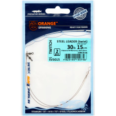 Повідець Ukrspin Orange Spinning сталь AFW з вертлюгом 17см 9кг(20lb)/0.3 мм (2шт/уп)