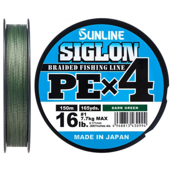 Шнур Sunline Siglon PE х4 150m (темн-зел.) #0.3/0.094mm 5lb/2.1kg