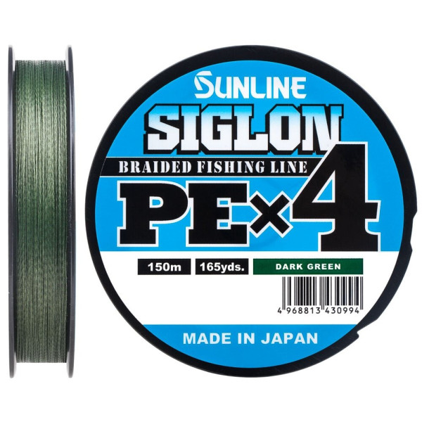 Шнур Sunline Siglon PE х4 150m (темн-зел.) #0.4/0.108mm 6lb/2.9kg