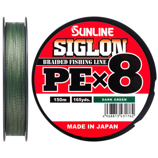 Шнур Sunline Siglon PE х8 150m (темн-зел.) #0.3/0.094mm 5lb/2.1kg