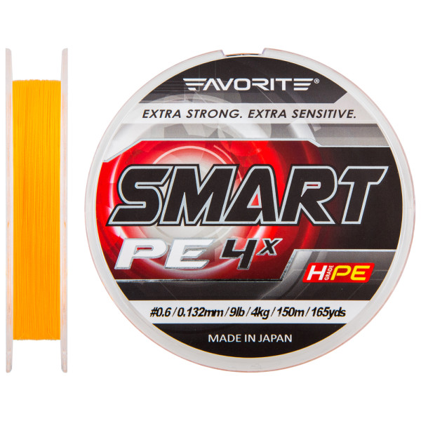 Шнур Favorite Smart PE 4x 150м (оранж.) #0.6/0.132мм 4кг/9lb