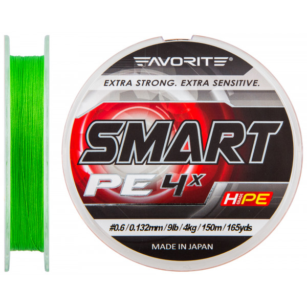 Favorite Smart PE cord 4x 150m (salad) # 0.6 / 0.132mm 4kg / 9lb