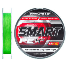 Шнур Favorite Smart PE 4x 150м (салат.) #0.5/0.117 мм 3.6 кг Шнур Favorite Smart PE 4x 150м (салат.) #0.5/0.117 мм 3.6 кг