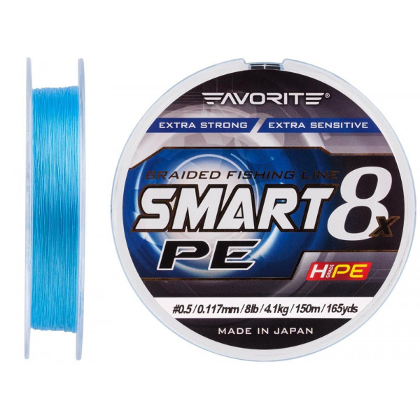 Шнур Favorite Smart PE 8x 150м (sky blue) #0.5/0.117 mm 8lb/4.1 kg