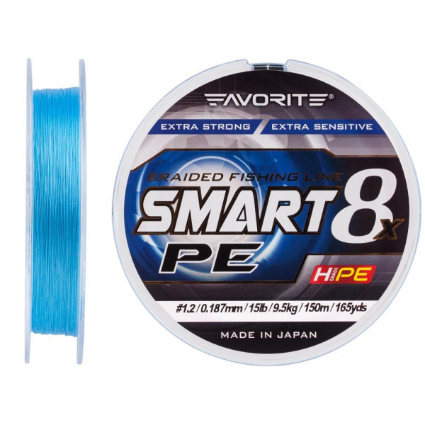 Шнур Favorite Smart PE 8x 150м (sky blue) #1.2/0.187mm 15lb/9.5kg